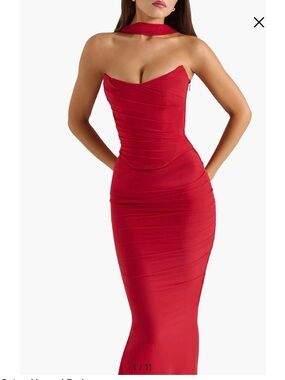House of CB Corset Set (3 Pieces) Haute Red Hallie Corset+Cassidy Skirt+Scarf